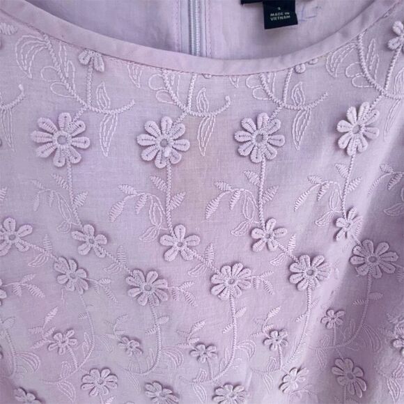 Ann Taylor Daisy Floral Applique Embroidered Shift Lilac Lavender 3/4 Sleeve - Picture 12 of 13